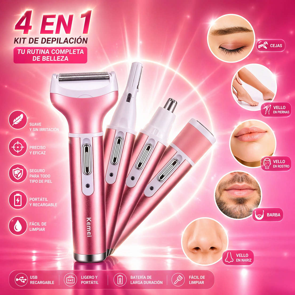 RAZURADOR RECARGABLE PARA MUJER