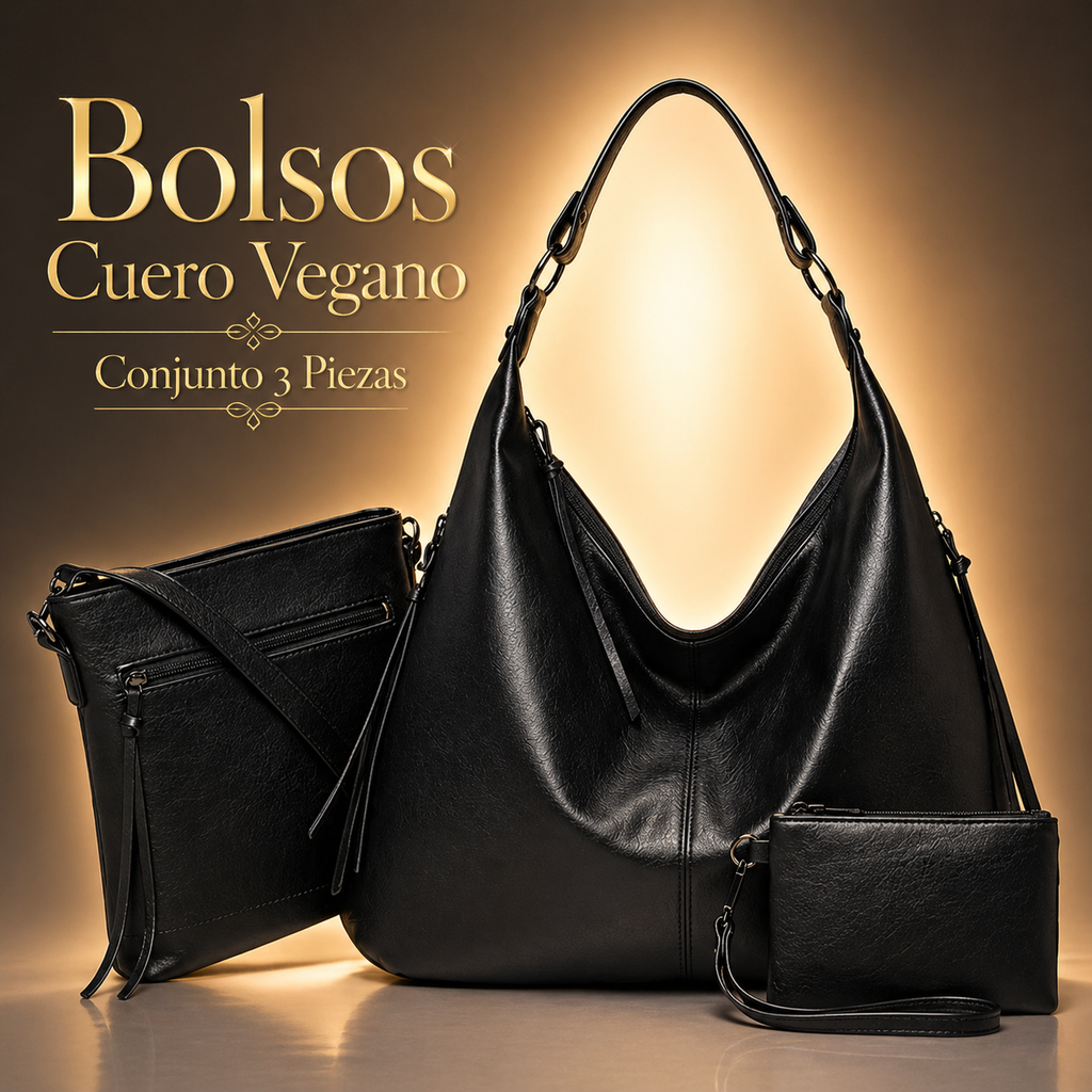 BOLSOS CUERO VEGANO - CONJUNTO 3 PIEZAS