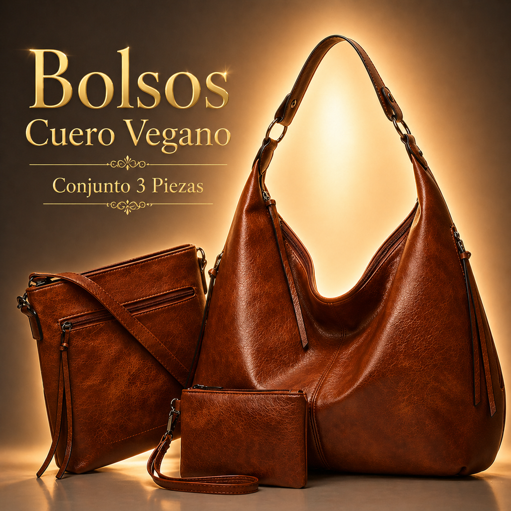 BOLSOS CUERO VEGANO - CONJUNTO 3 PIEZAS